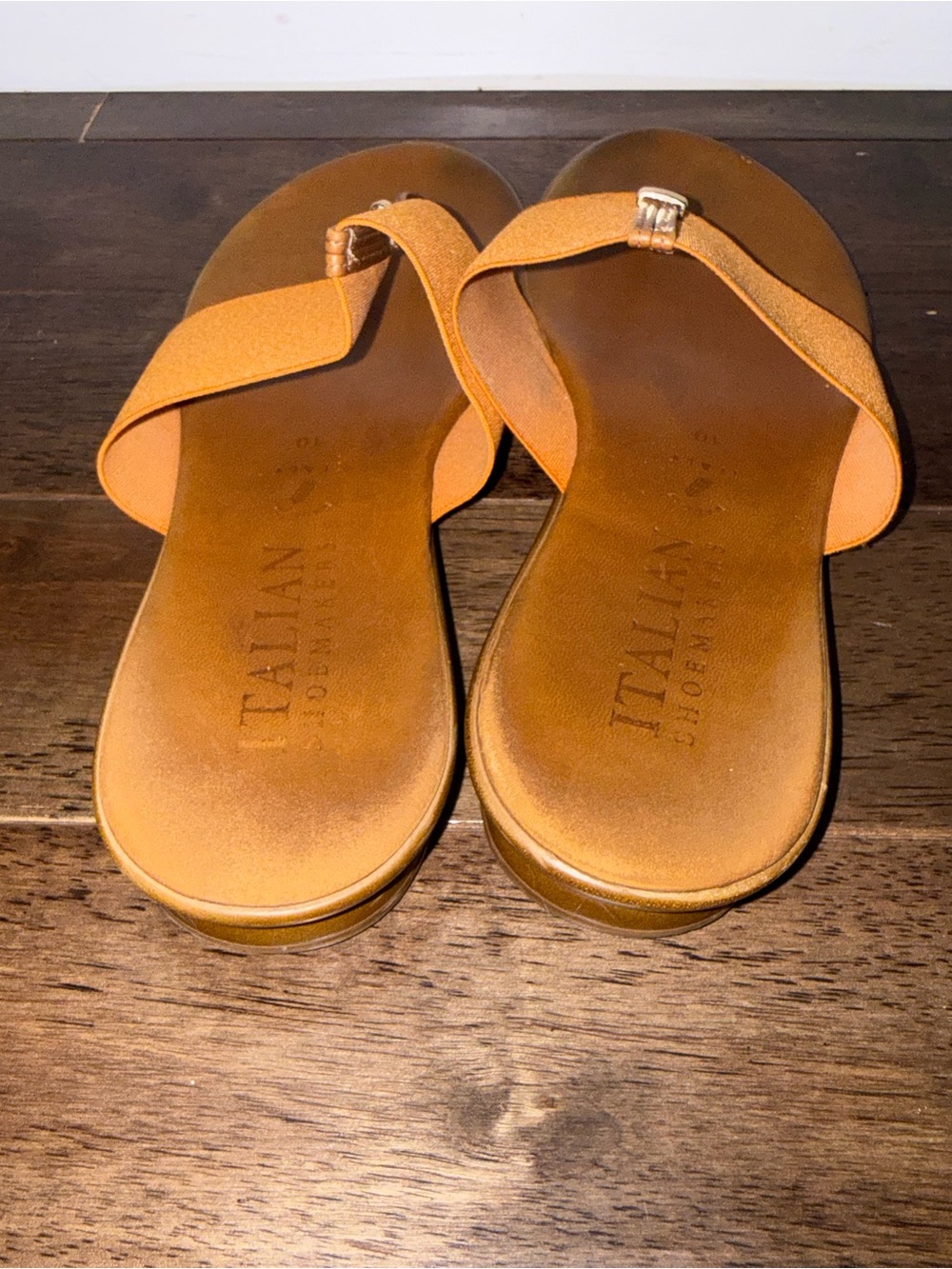 Italian Shoemakers Women’s Size 10 Orange Thong Sandals Stretch Strap Made Italy - Picture 3 of 6